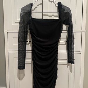 Elegant Black Mesh Sleeve Dress from Princess Polly